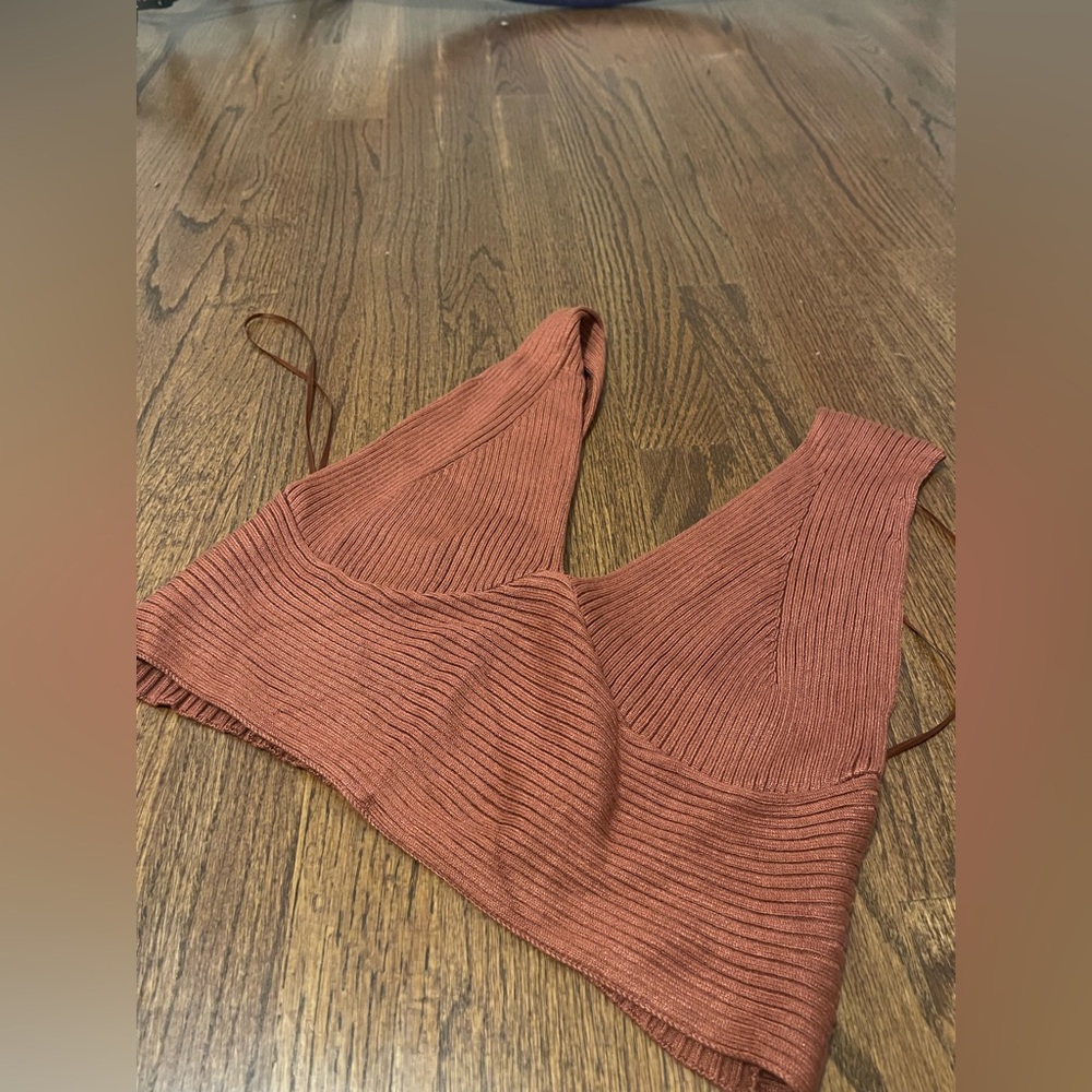 Sincerely Jules Terracotta Ribbed Crop Top